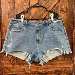 Abercrombie‎ & Fitch High Rise Mom Denim Shorts Curve Love Size 34 Distressed